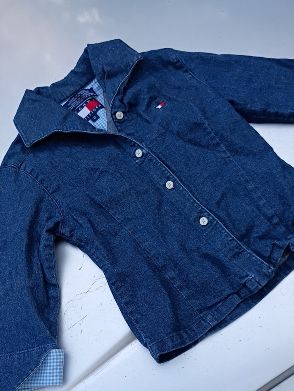 Tommy Hilfiger Girls Navy Denim Button-Front Jacket